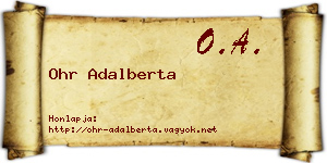 Ohr Adalberta névjegykártya